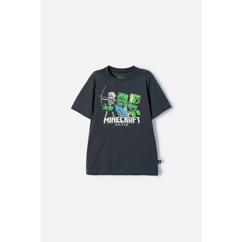 MINECRAFT - Camiseta de Minecraft gris manga corta para niño
