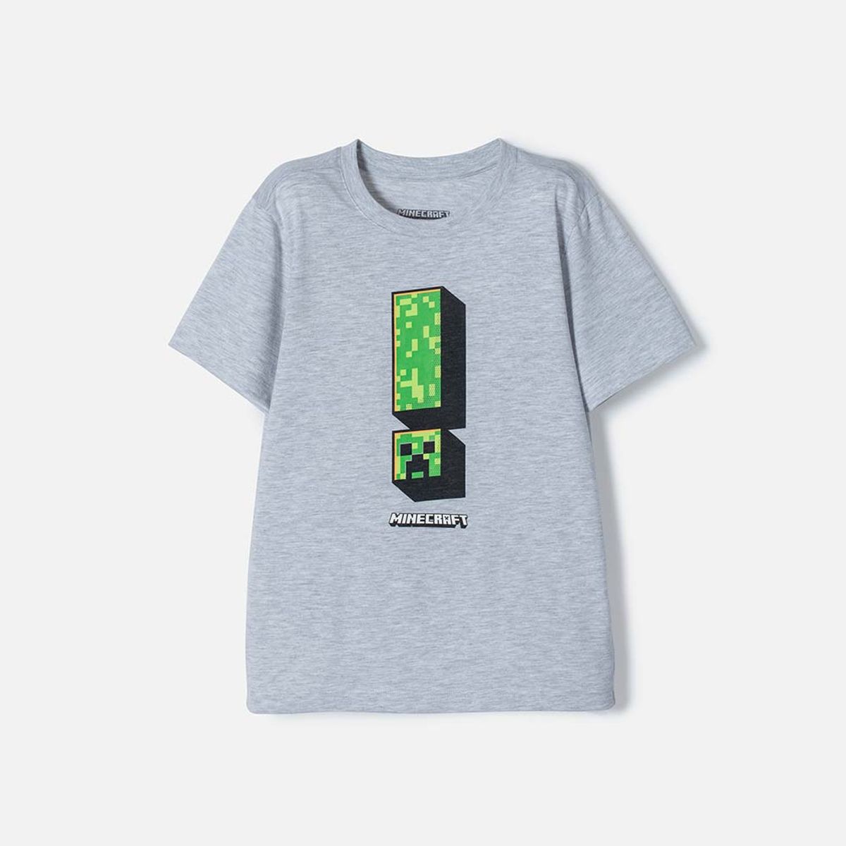 MINECRAFT - Camiseta de Minecraft gris manga corta para niño