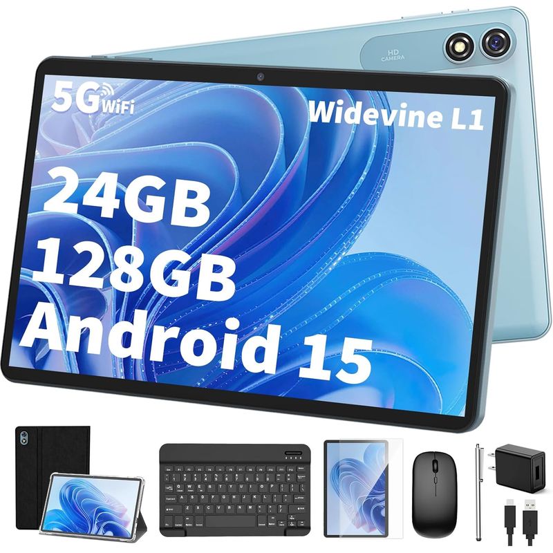 GENERICO - Tablet Android 15 10 pulgadas 24 GB RAM 128 GB de ROM Octa-Core+Funda+Teclado+Mause+Lapiz
