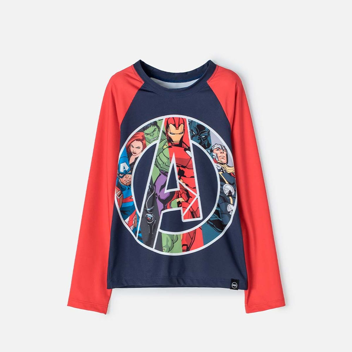 MARVEL - Camiseta de baño Marvel manga larga rojo y azul para niño
