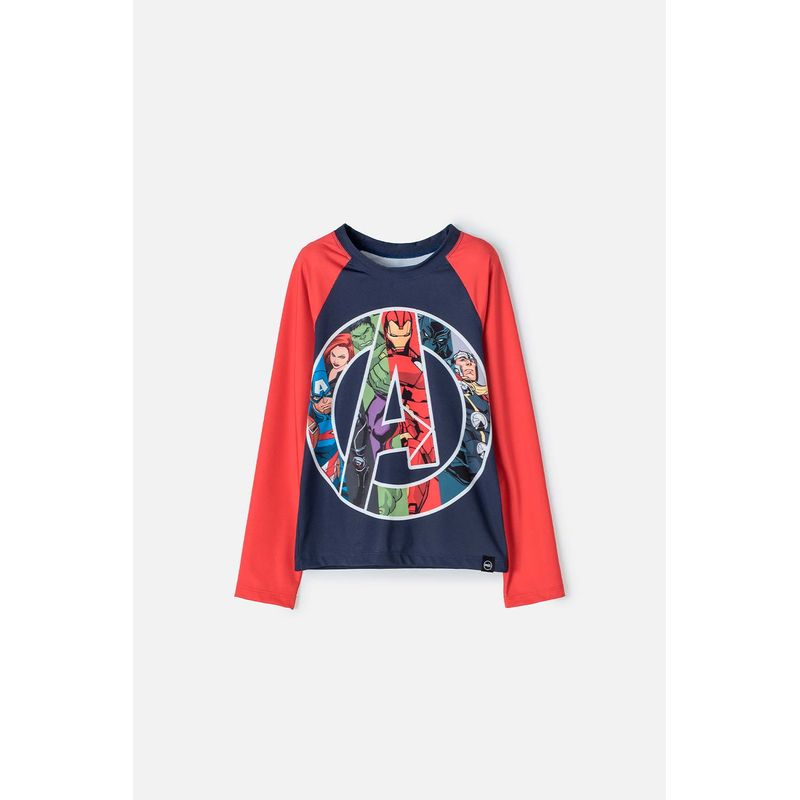 MARVEL - Camiseta de baño Marvel manga larga rojo y azul para niño