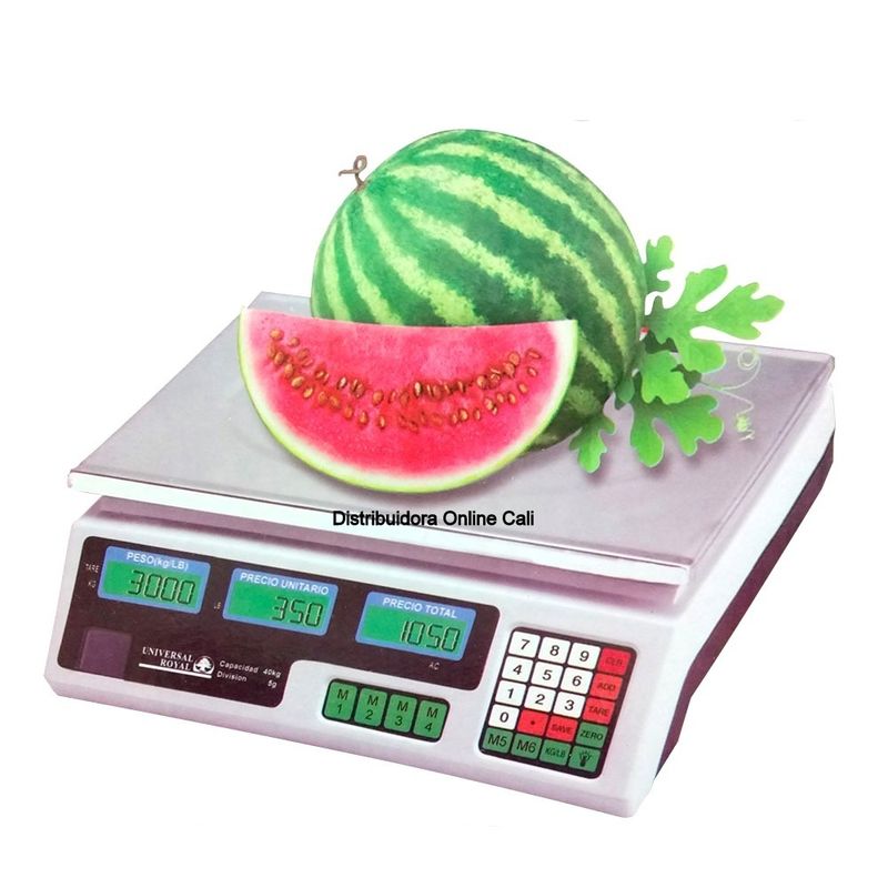 DIGITAL - Báscula Comercial Digital Recargable 40kg Precio x Kilo