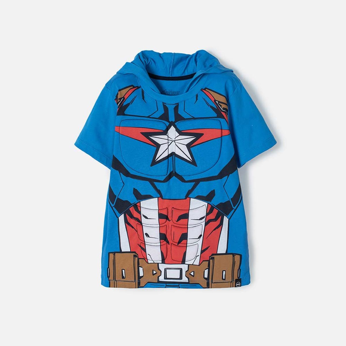 MARVEL - Camiseta del Capitán America con capucha azul para niño