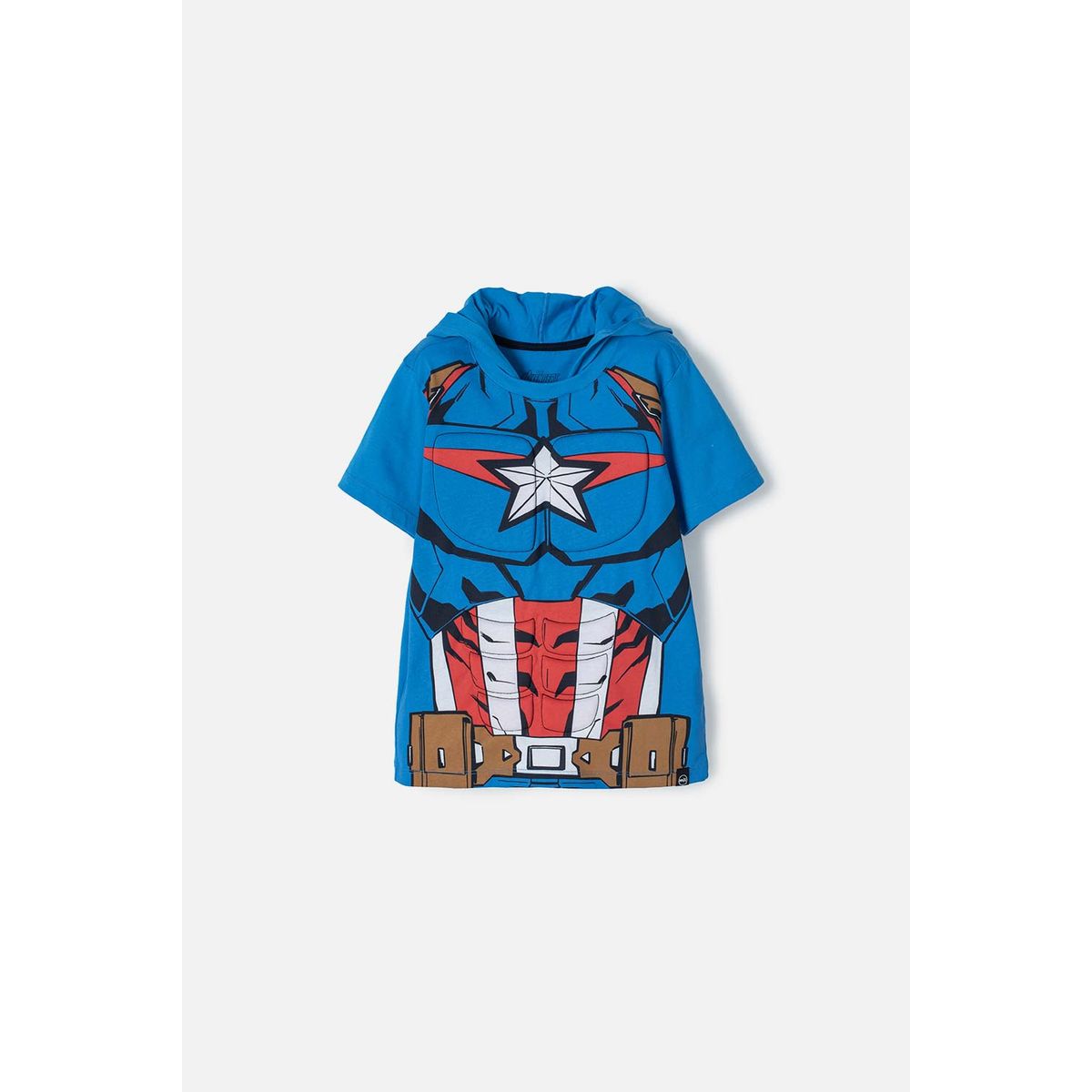 MARVEL - Camiseta del Capitán America con capucha azul para niño
