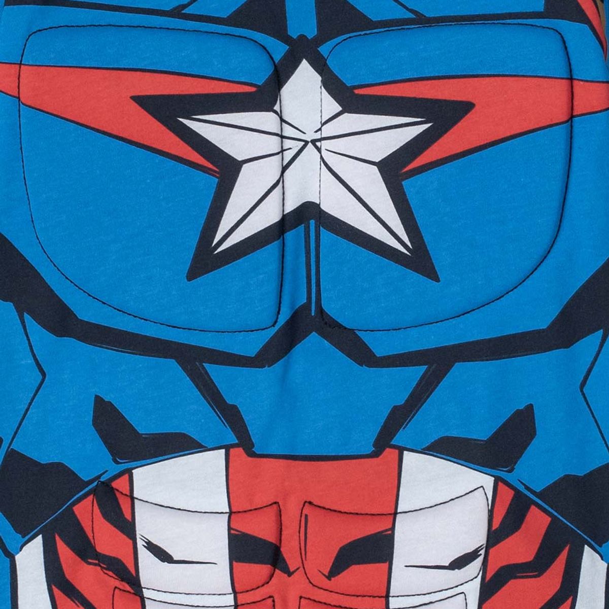 MARVEL - Camiseta del Capitán America con capucha azul para niño