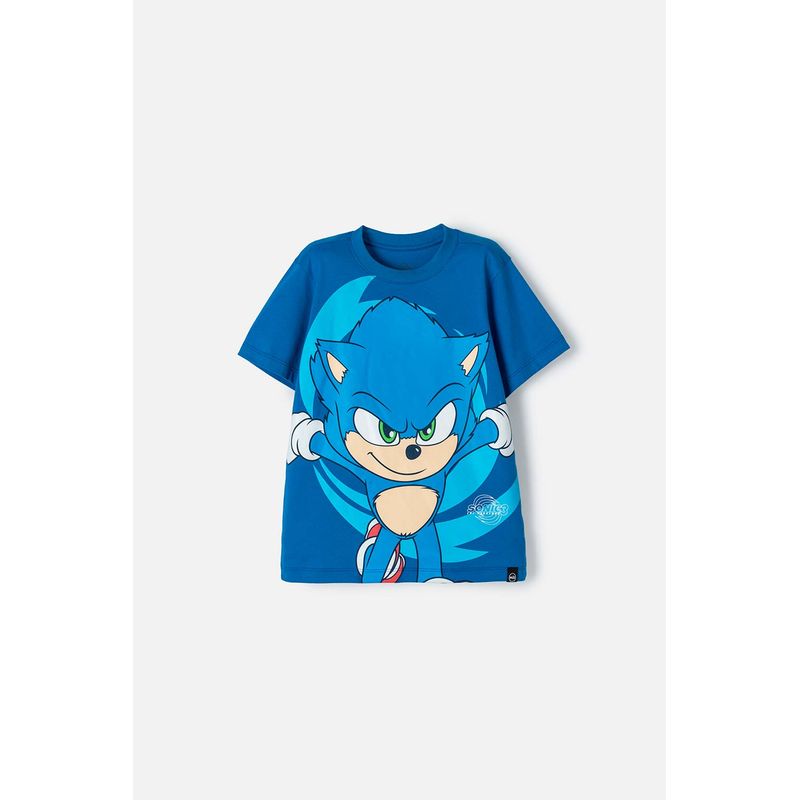 SONIC - Camiseta de Sonic azul manga corta para niño