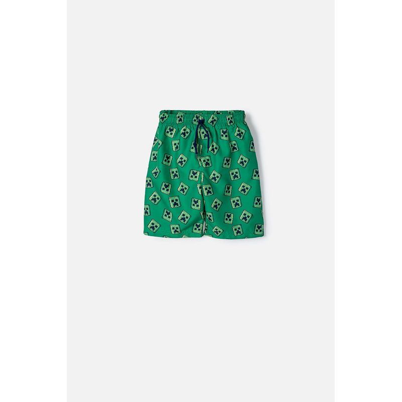 MINECRAFT - Pantaloneta de baño de Minecraft verde con cordón en cintura para niño