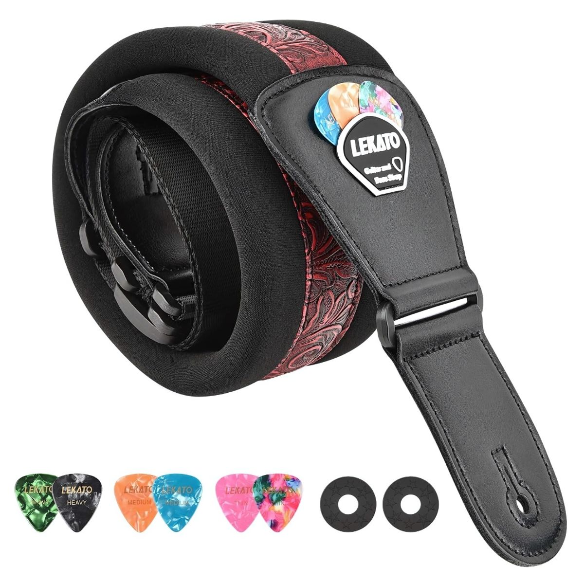 GENERICO - Correa Acolchada Para Guitarra Eléctrica Bajo Ukelele + Púas