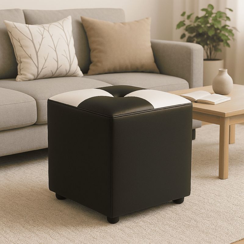 PUFF BOGOTA - Puff cubo Ajedrezado Negro 40x40x42