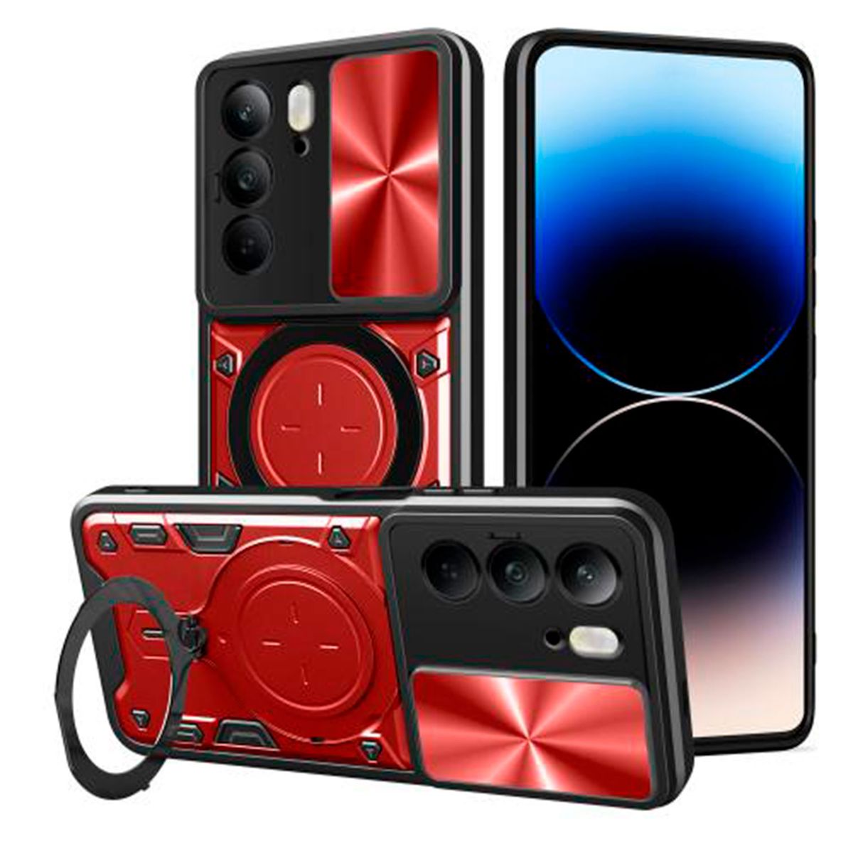 GENERICO - Estuche Proteccion Camara Con Soporte Tecno Camon 40 Pro Rojo