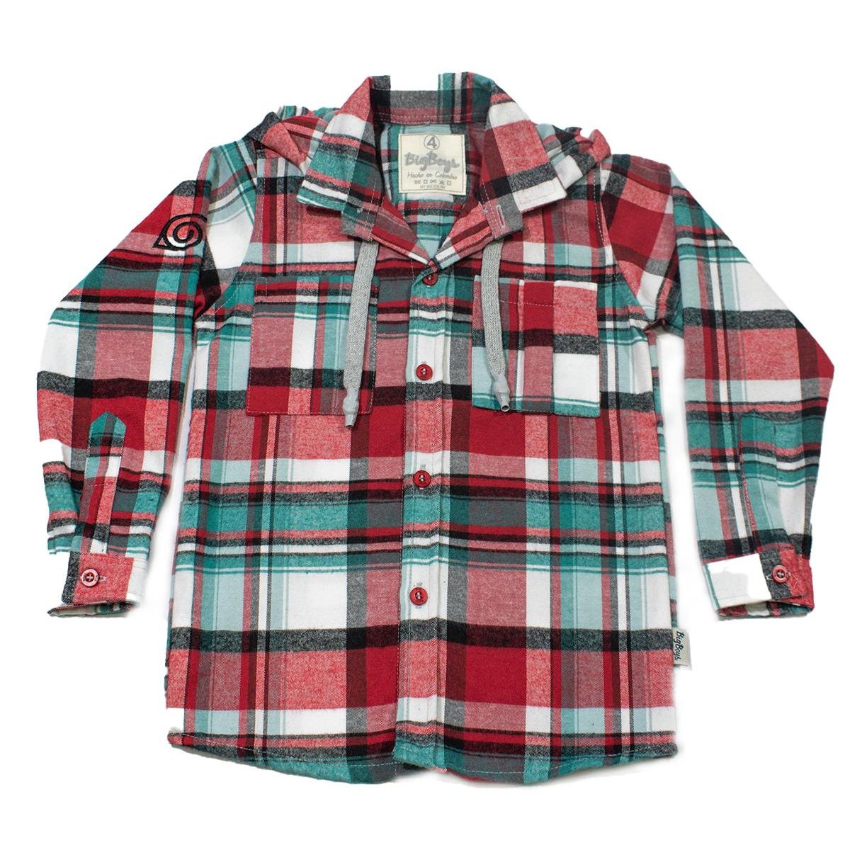 BIGBOYS - Camisa Leñador Roja Combinada Niño