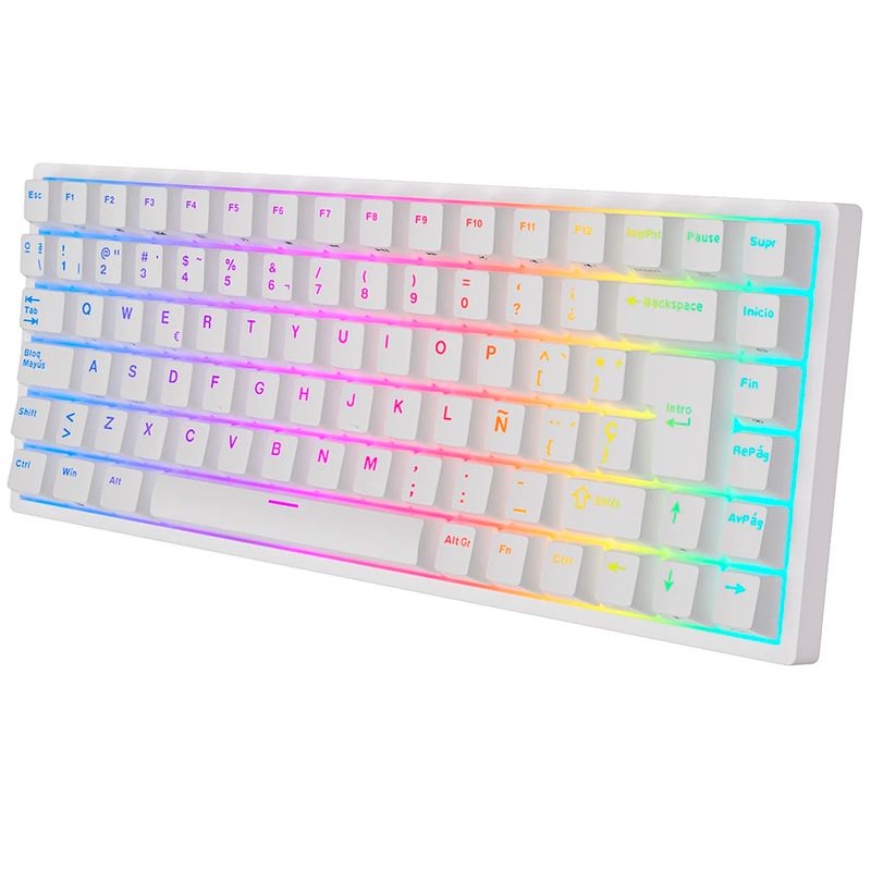  - Teclado Gamer Mecánico Inalámbrico Royal Kludge RK84 RGB 75% White Español