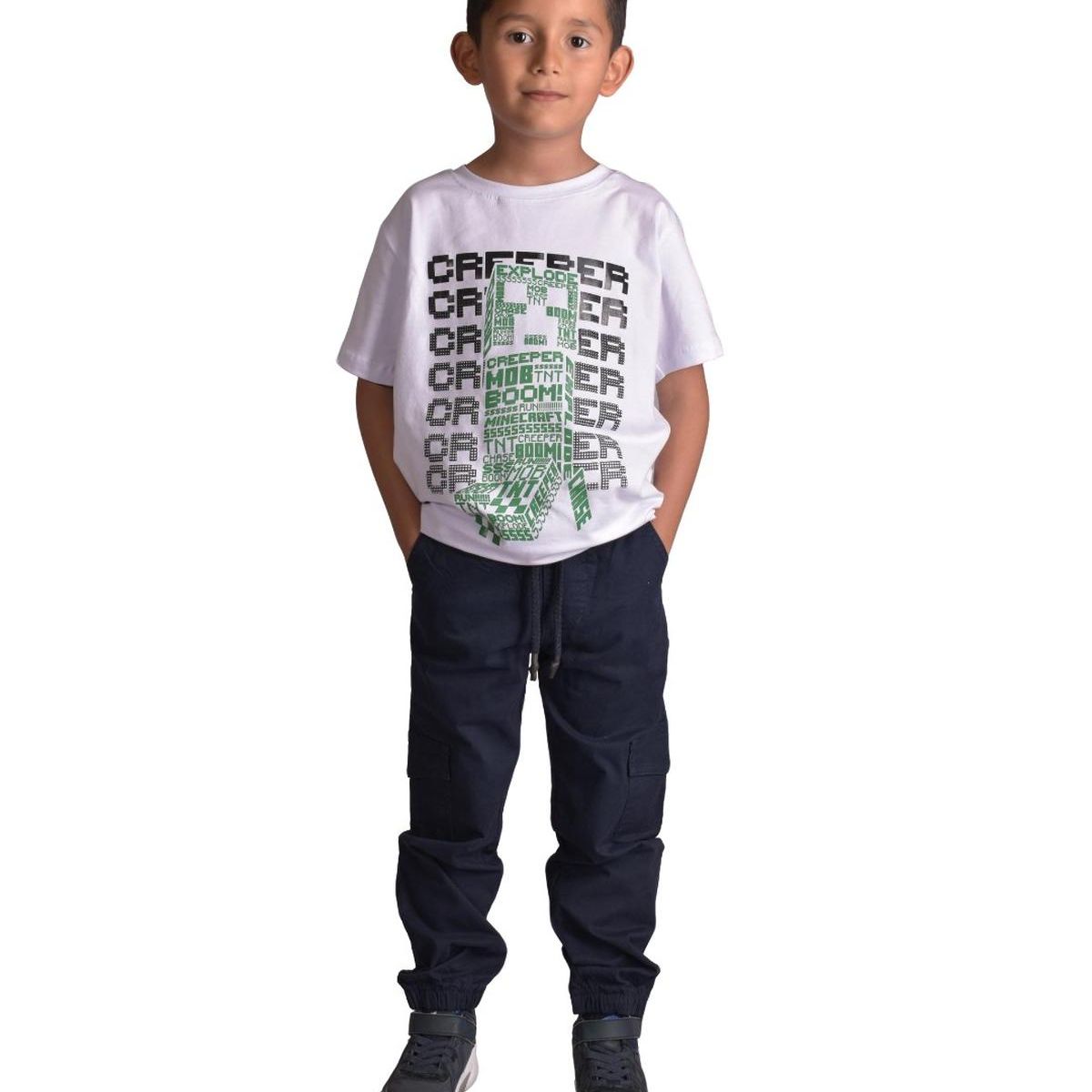 BIGBOYS - Pantalon Drill Jogger Cargo Azul Oscuro Niño