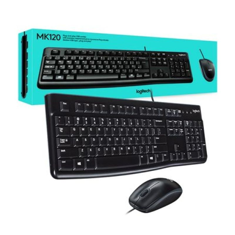LOGITECH - Combo Teclado + Mouse Logitech MK120 · USB Plug And Play Negro