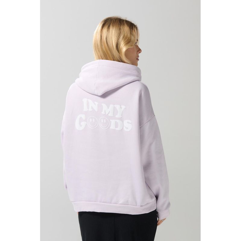 KOAJ - KOAJ Buzo oversize lila con capota y textos estampados MUJER