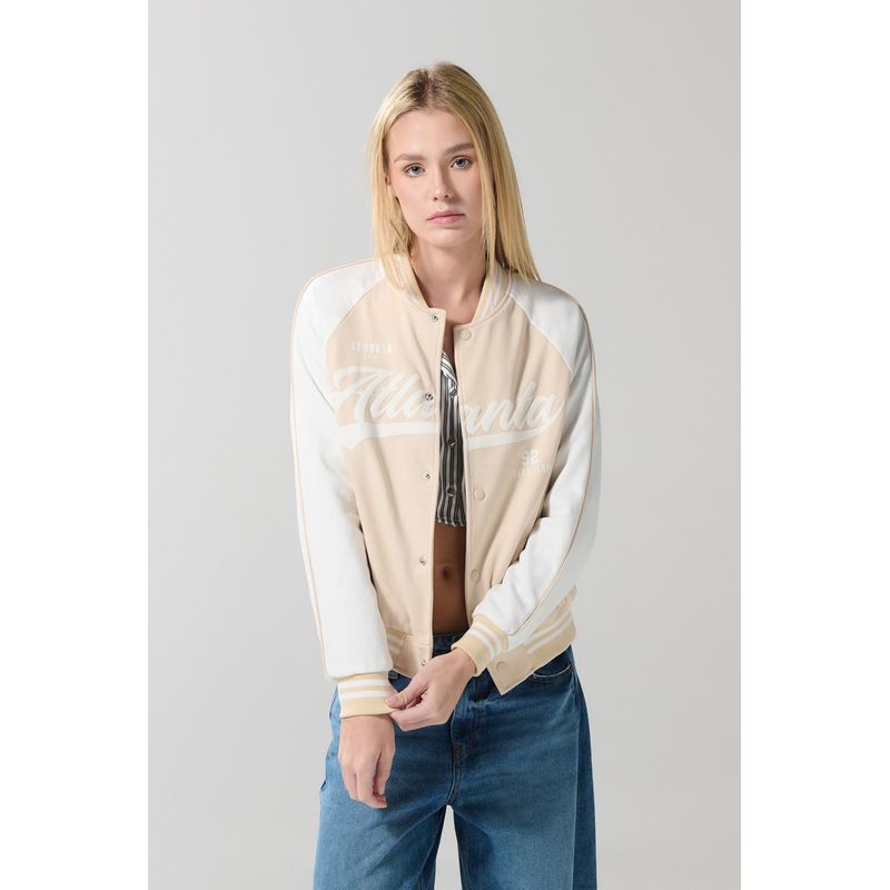 KOAJ - KOAJ Chaqueta bomber collage crema con mangas en contraste MUJER