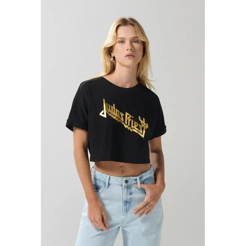 KOAJ - KOAJ Camiseta crop top femenina fit oversize manga corta con Mujer