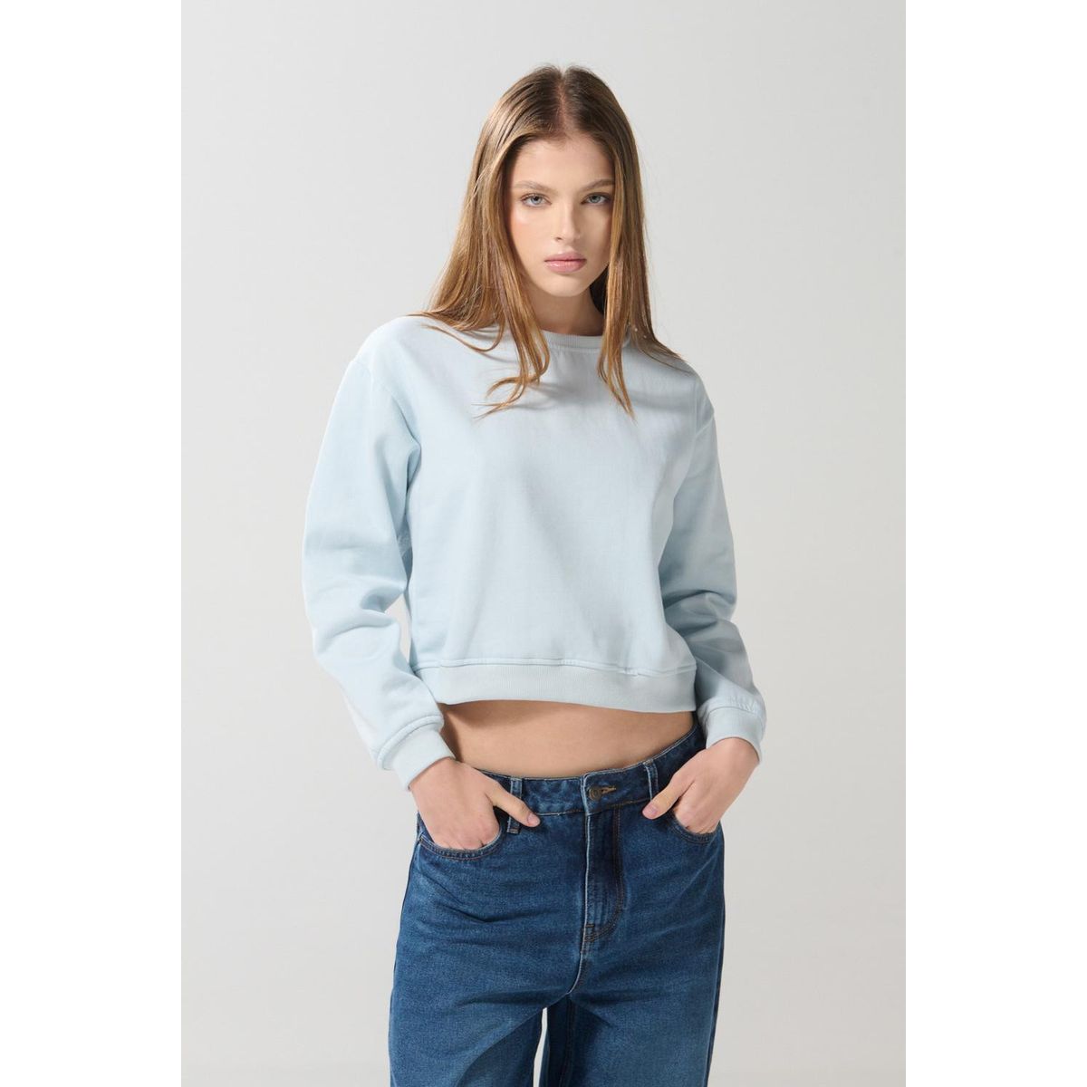 KOAJ - KOAJ Buzo cuello redondo con hombro rodado unicolor Mujer