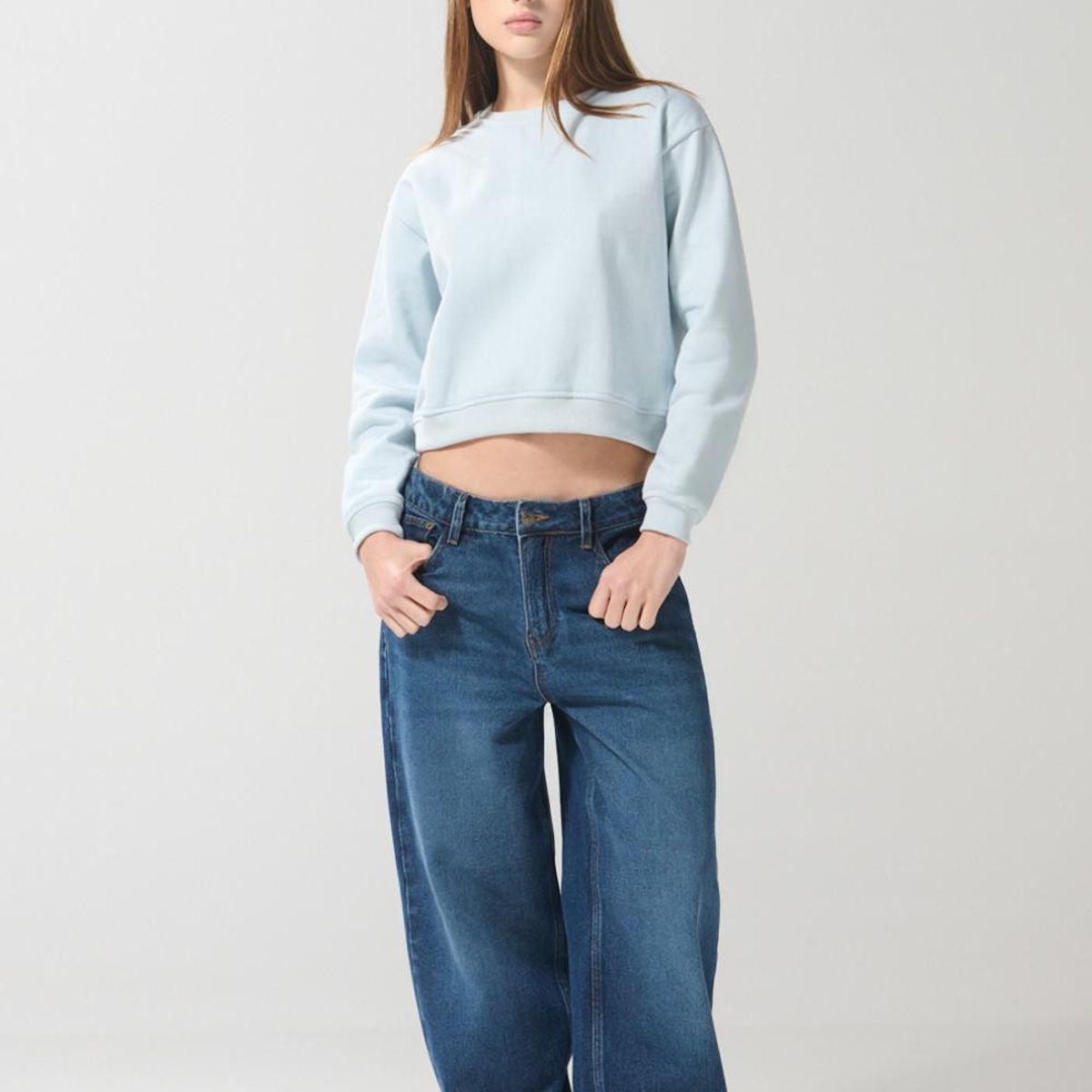 KOAJ - KOAJ Buzo cuello redondo con hombro rodado unicolor Mujer