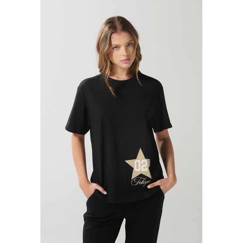 KOAJ - KOAJ Camiseta para mujer manga corta, unicolor, hombro rodado, MUJER