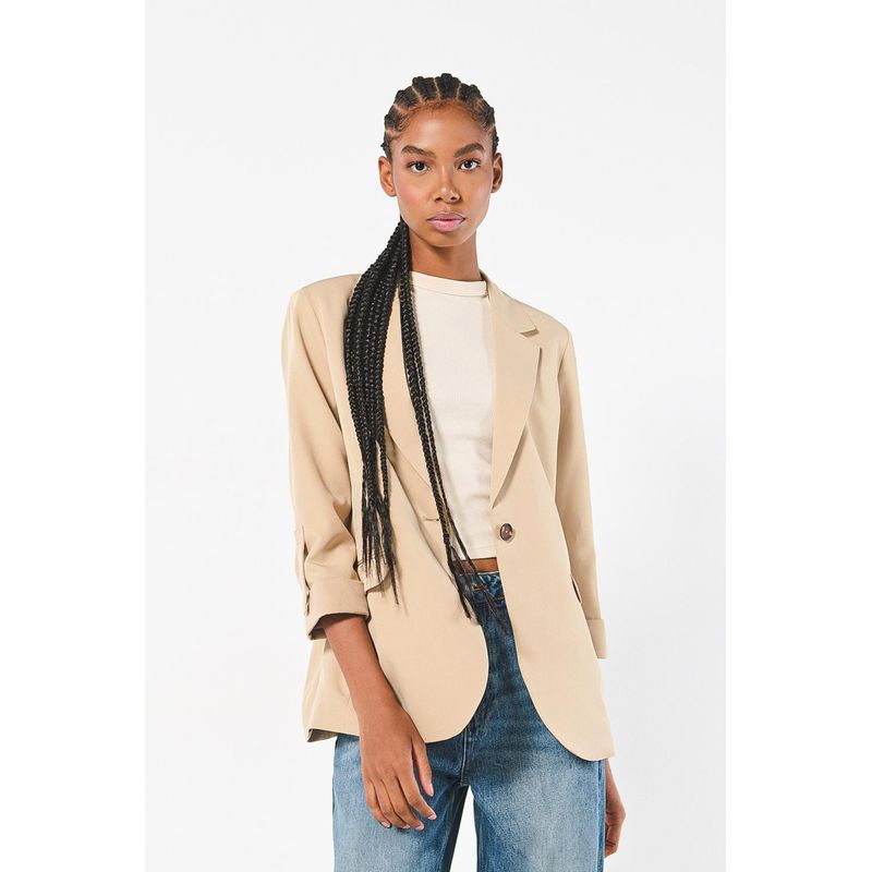 KOAJ - KOAJ Blazer kaki con botón en frente y charretera en manga MUJER