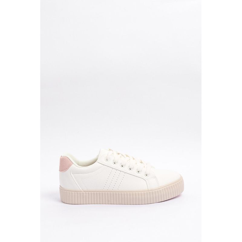 KOAJ - KOAJ Tenis casuales unicolores con contraste y perforaciones MUJER