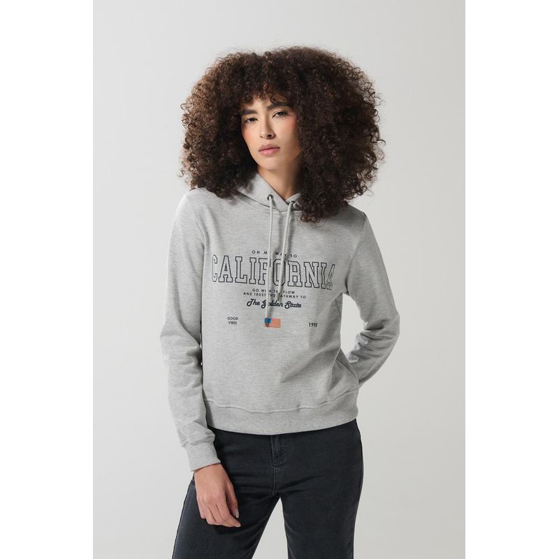 KOAJ - KOAJ Buzo capota para mujer, rosado claro con estampado en f Mujer