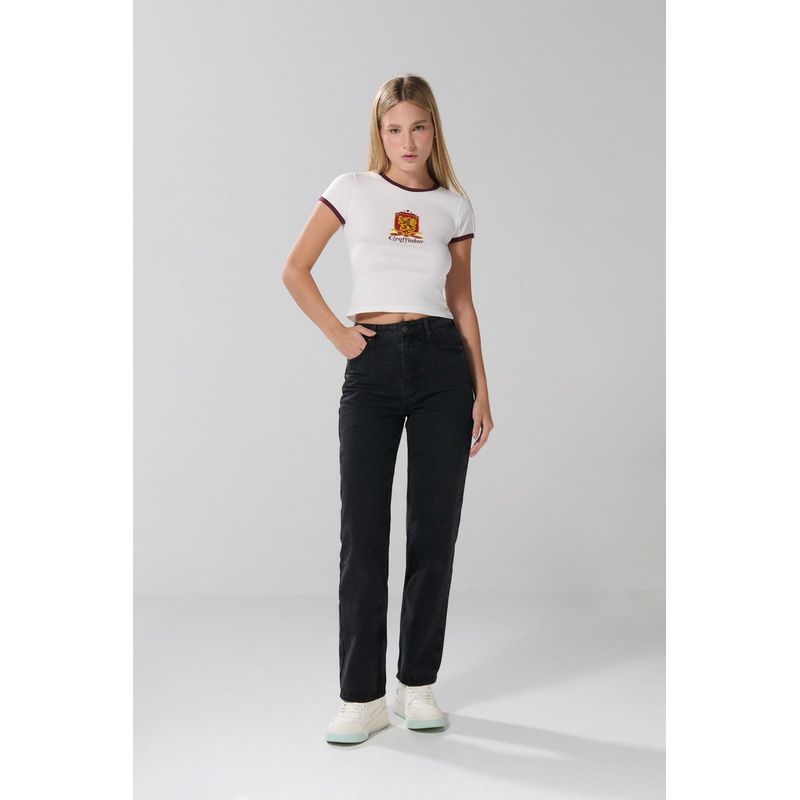 KOAJ - KOAJ Camiseta manga corta en rib con estampado en frente de Ha MUJER
