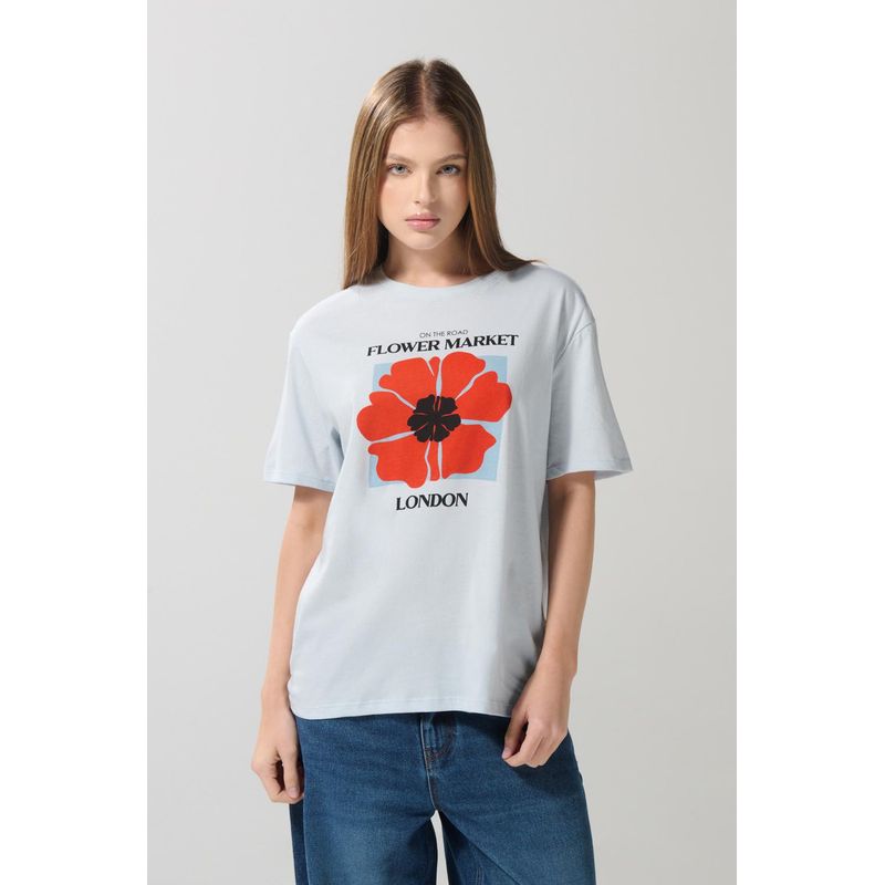KOAJ - KOAJ Camiseta en algodón estampada unicolor con manga corta MUJER