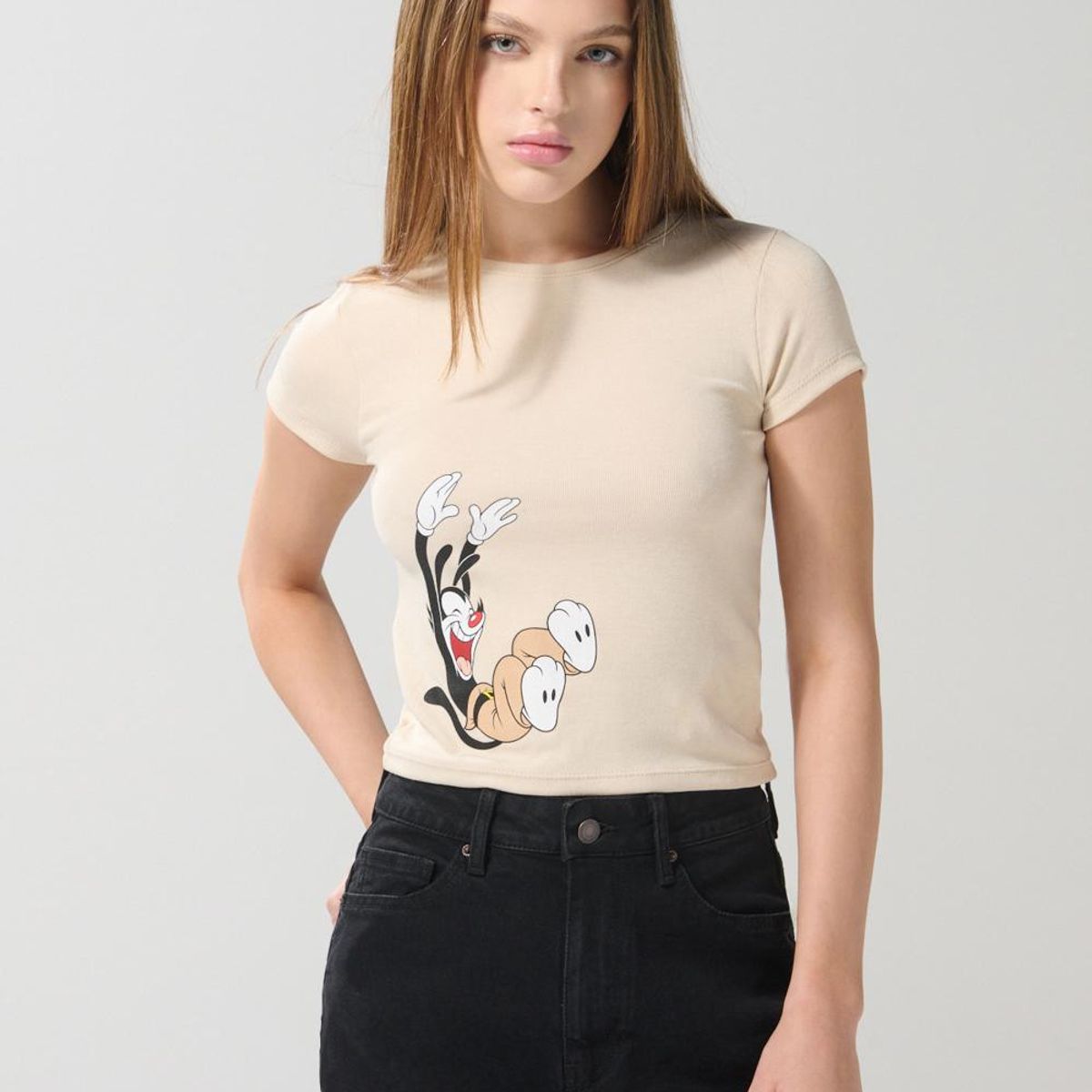 KOAJ - KOAJ Camiseta de Animaniacs kaki clara manga corta Mujer