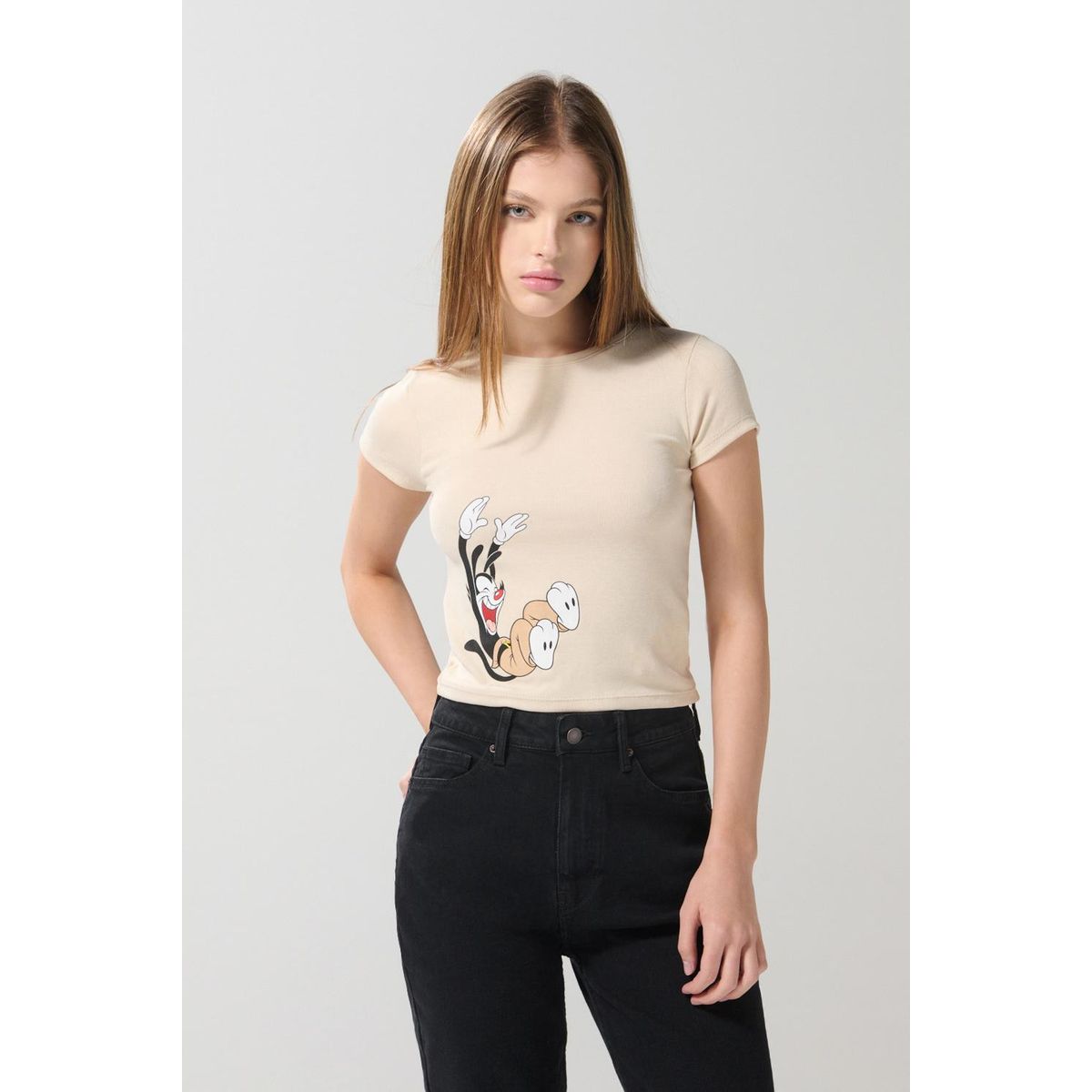 KOAJ - KOAJ Camiseta de Animaniacs kaki clara manga corta Mujer