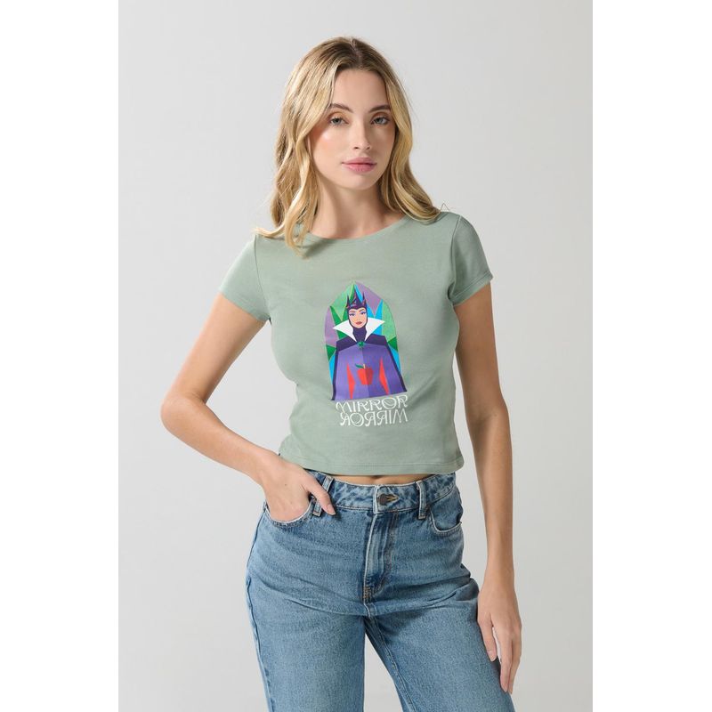 KOAJ - KOAJ Camiseta en rib verde clara manga corta de la Reina Mal Mujer