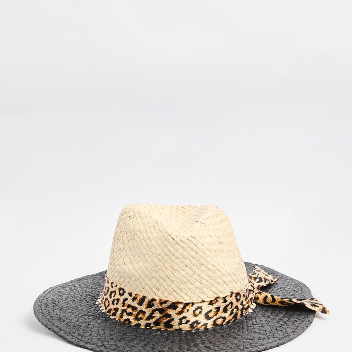 KOAJ - KOAJ Sombrero negro fedora con cinta y copa en contraste Mujer