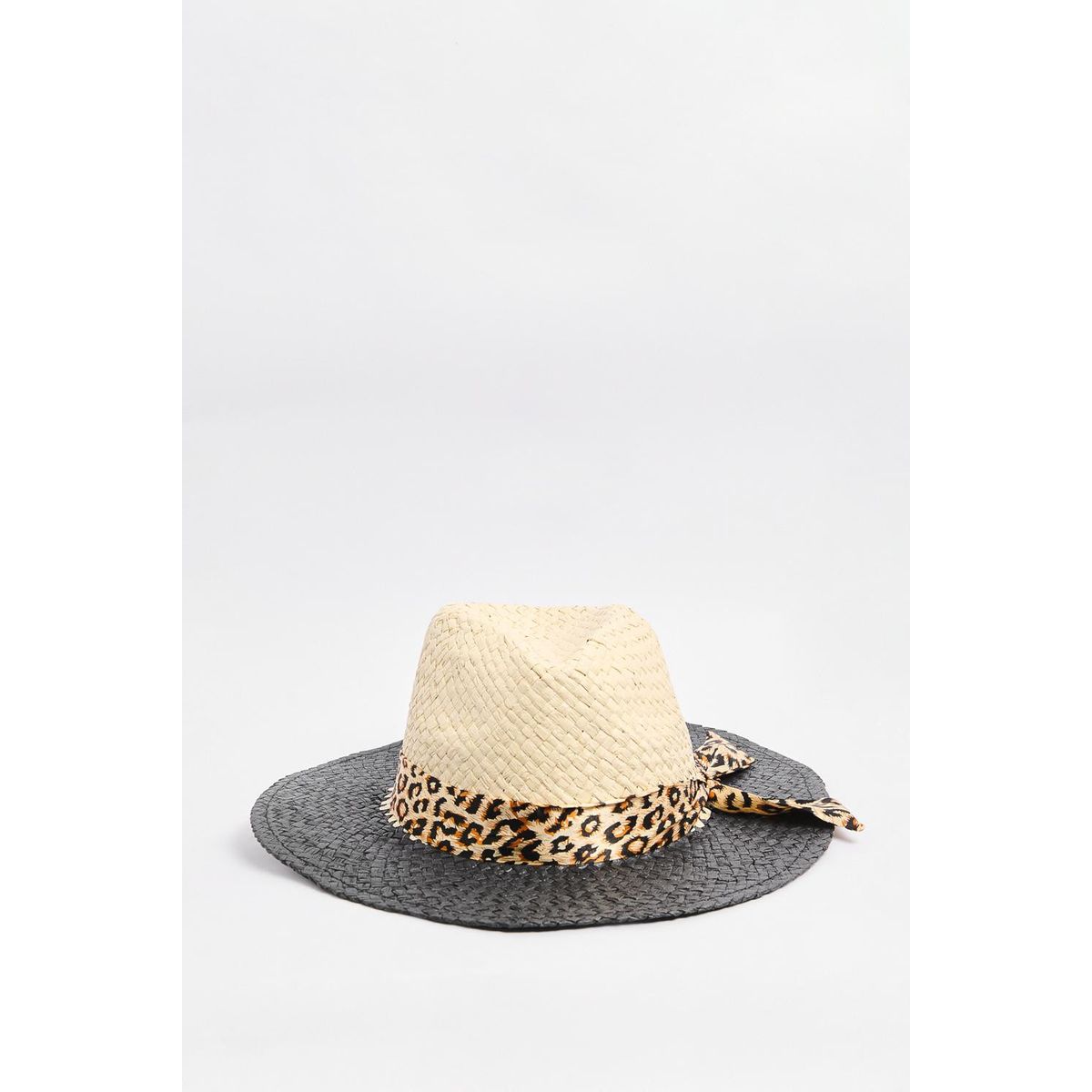 KOAJ - KOAJ Sombrero negro fedora con cinta y copa en contraste Mujer