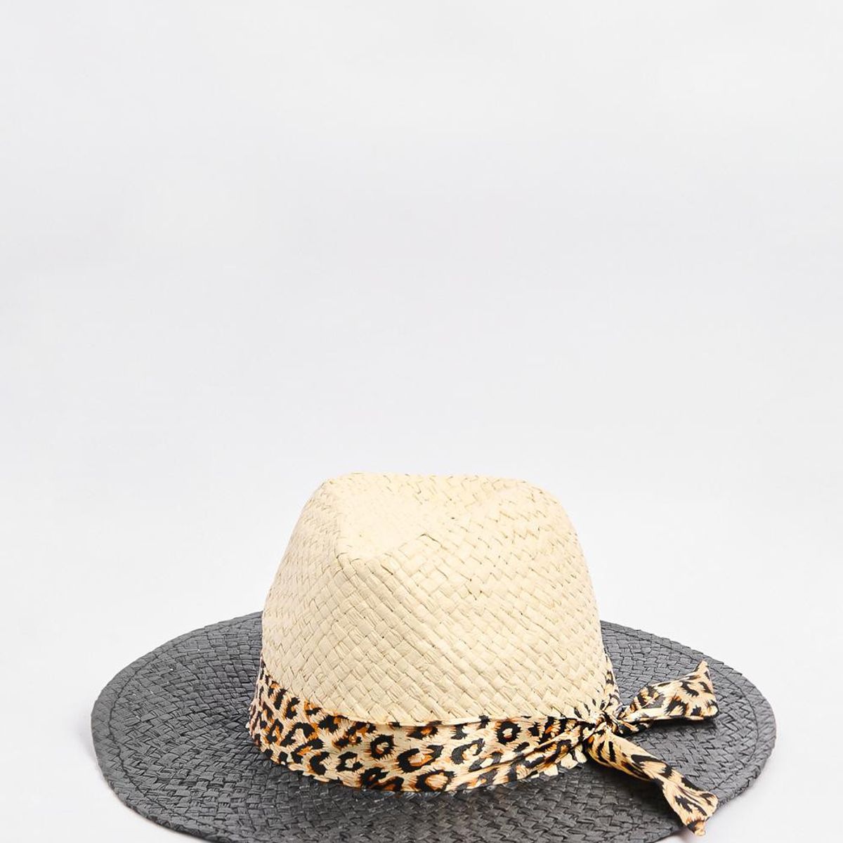 KOAJ - KOAJ Sombrero negro fedora con cinta y copa en contraste Mujer