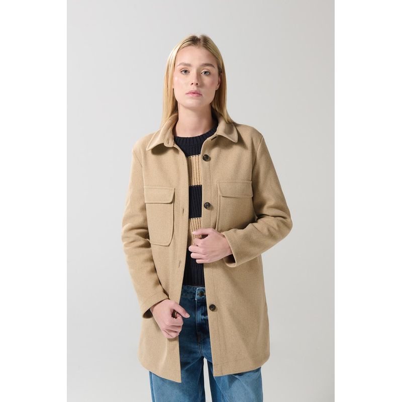 KOAJ - KOAJ Chaqueta cazadora kaki con cuello trucker y bolsillos MUJER