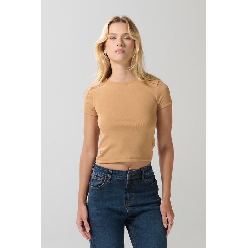 KOAJ - KOAJ Camiseta manga corta ajustada unicolor con texturas MUJER