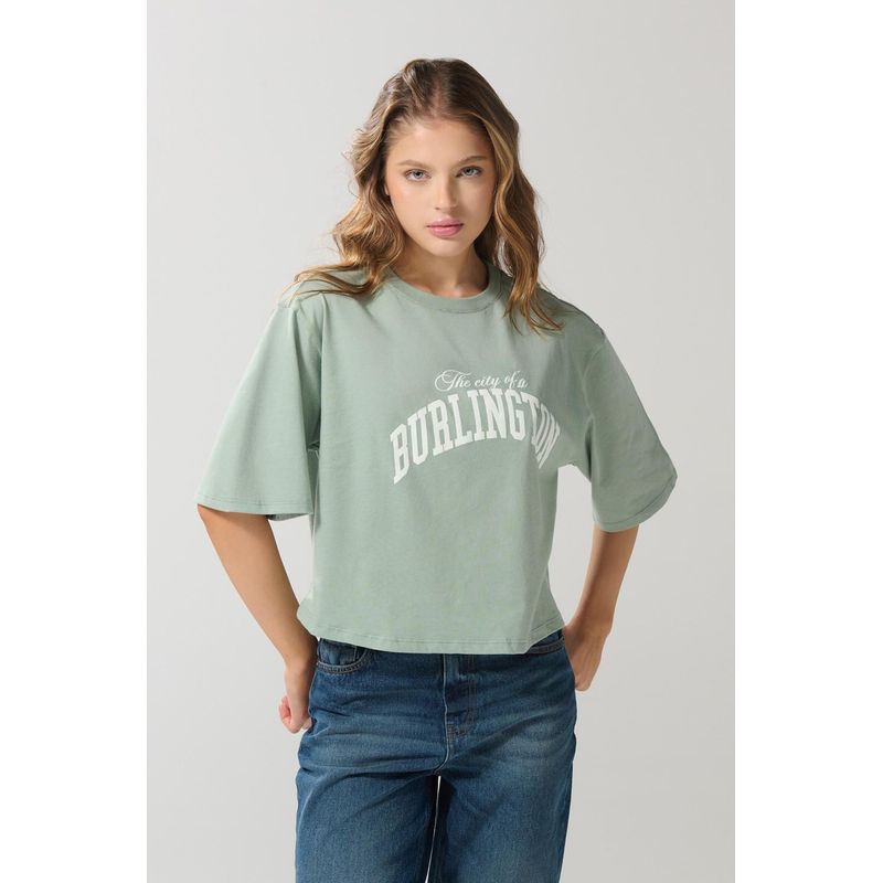 KOAJ - KOAJ Camiseta para mujer, crop top oversize, unicolor, estampa MUJER