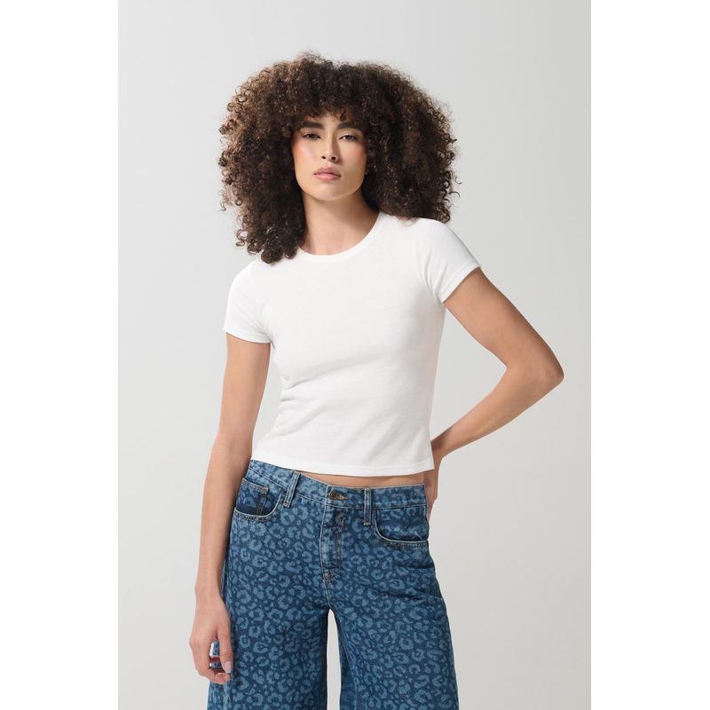 KOAJ - KOAJ Camiseta ajustada crema clara con cuello redondo MUJER