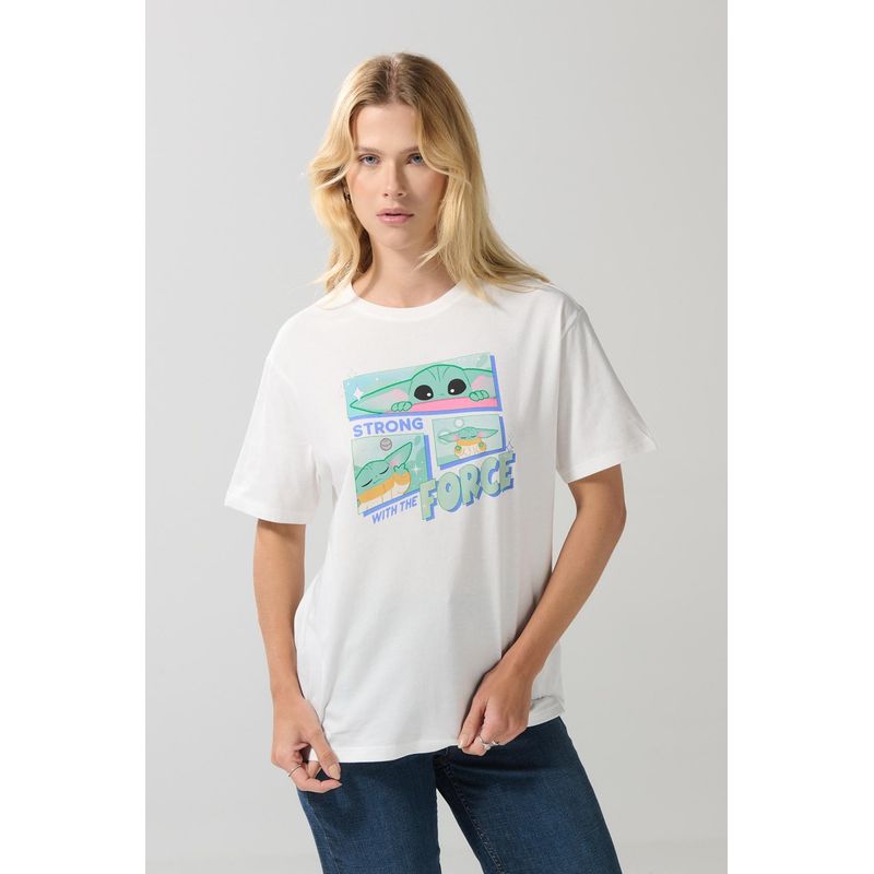 KOAJ - KOAJ Camiseta cuello redondo crema con arte de The Mandalorian MUJER