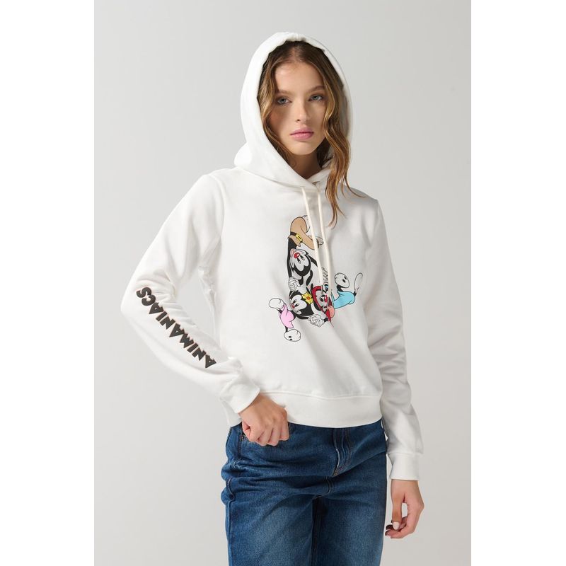 KOAJ - KOAJ Buzo crema claro con capota y diseños de Animaniacs MUJER