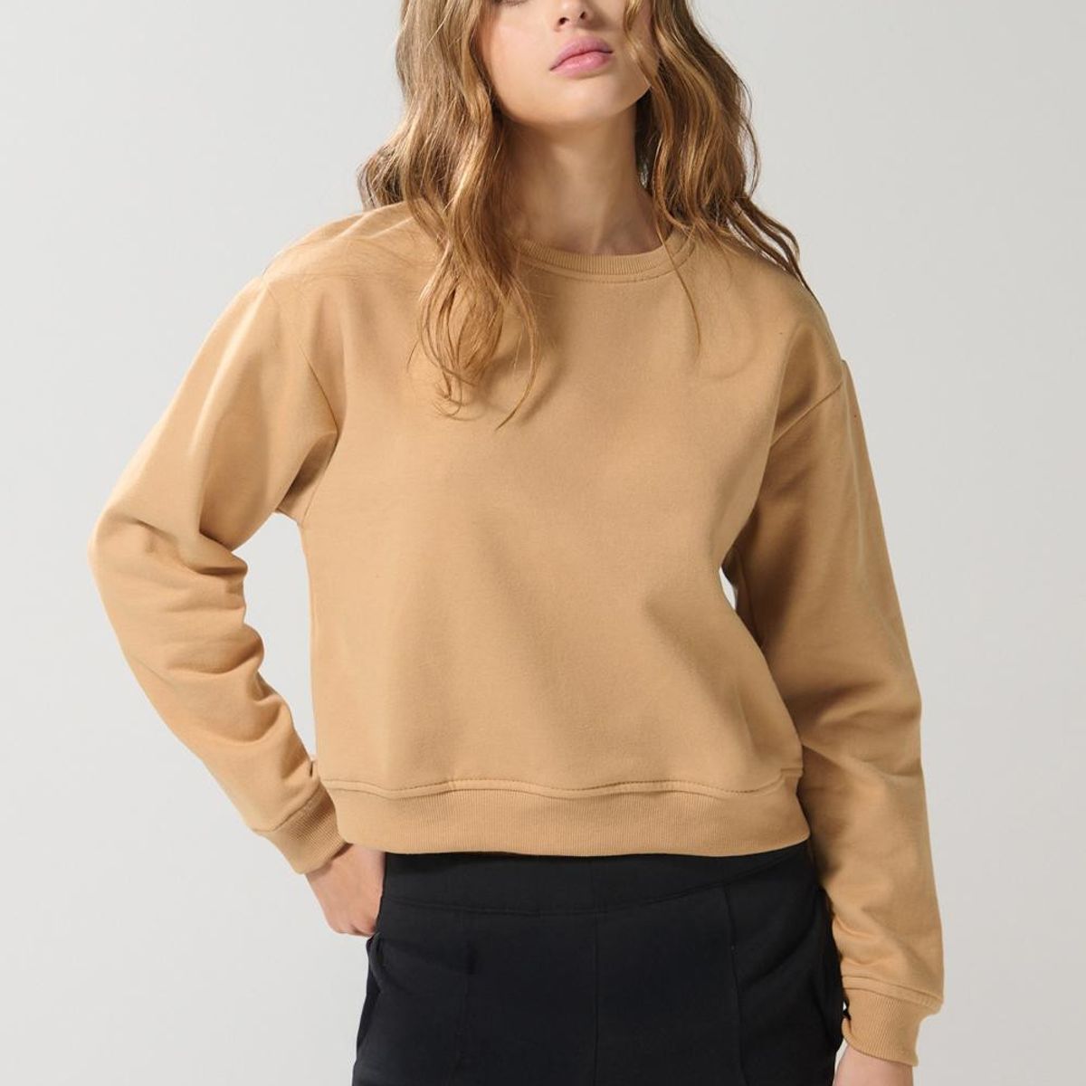 KOAJ - KOAJ Buzo cuello redondo unicolor con tejidos en rib Mujer