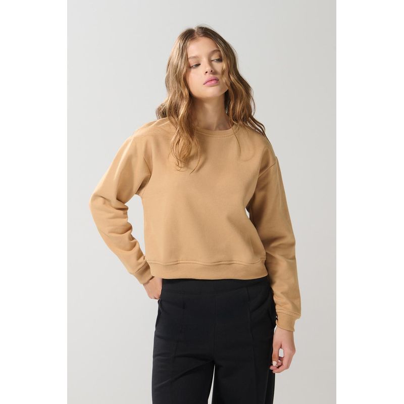 KOAJ - KOAJ Buzo cuello redondo unicolor con tejidos en rib MUJER