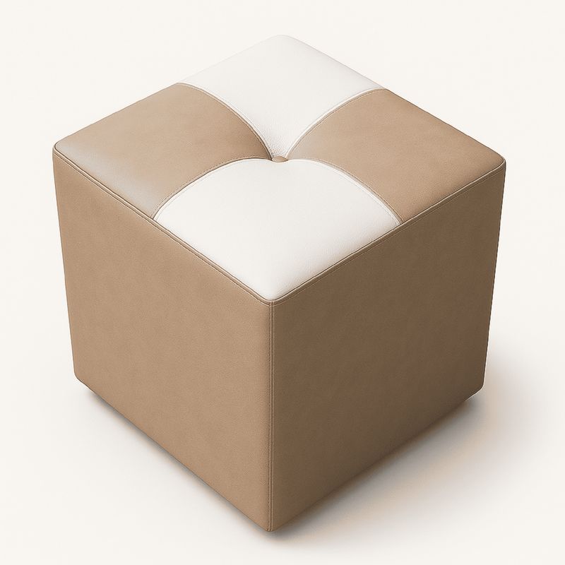 PUFF BOGOTA - Puff cubo Beige Ajedrezado  40x40x42