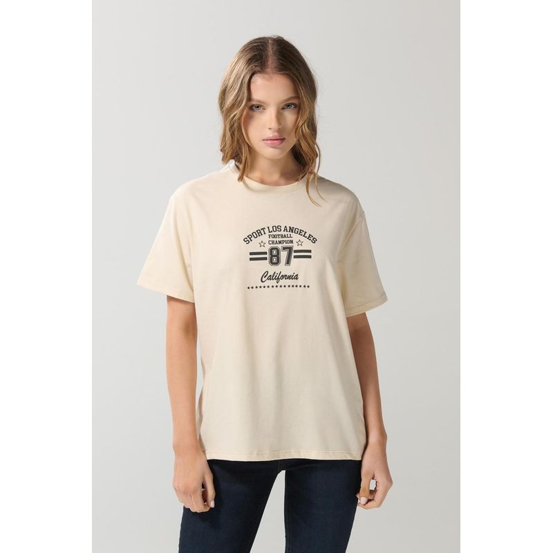 KOAJ - KOAJ Camiseta para mujer manga corta, unicolor, hombro rodado, MUJER