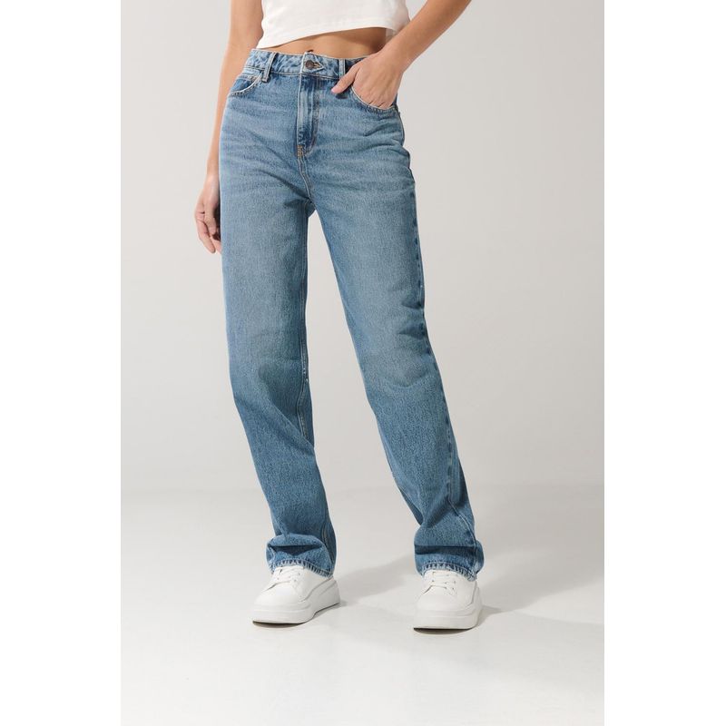KOAJ - KOAJ Jean 90´S azul claro con tiro alto, desgastes y bota rect MUJER