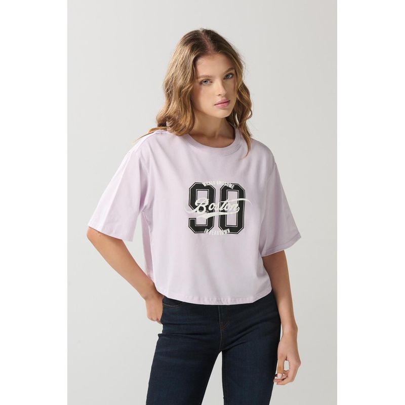 KOAJ - KOAJ Camiseta para mujer, crop top oversize, unicolor, estampa MUJER