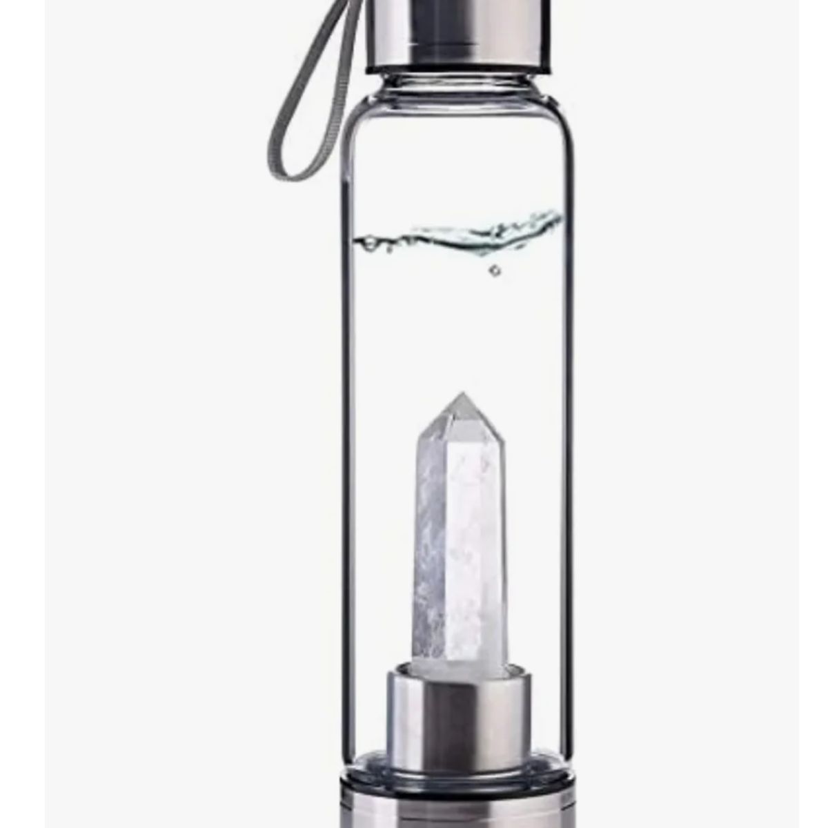 GENERICO - Termo Botella De Agua Con Cristales De Cuarzo + Estuche Color Crystal Transparente