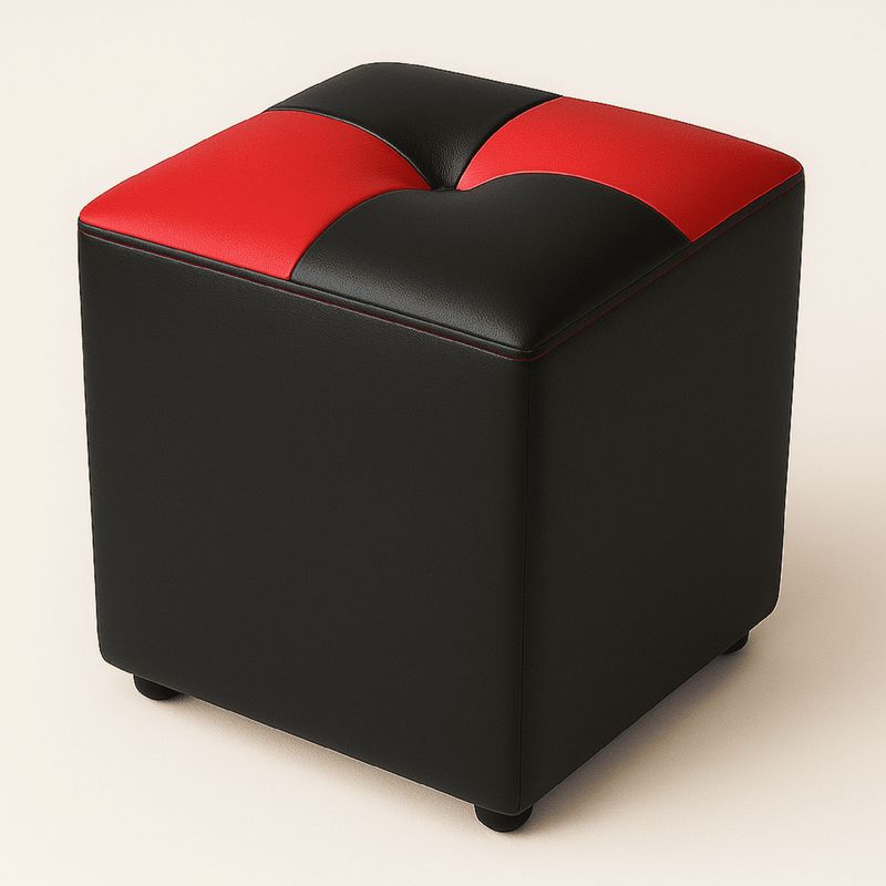 PUFF BOGOTA - Puff cubo Ajedrezado rojo y negro  40x40x42