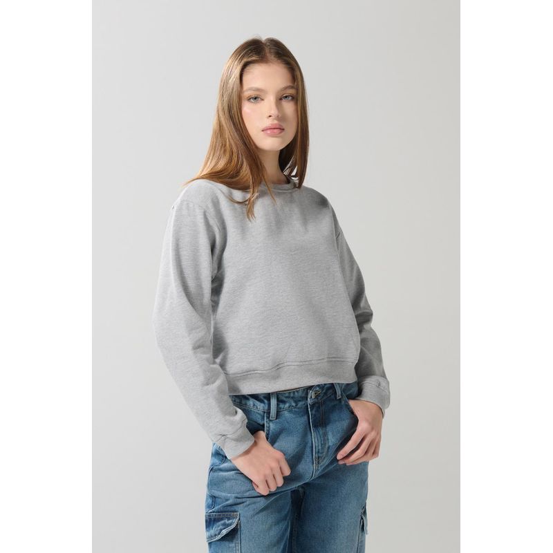KOAJ - KOAJ Buzo hombro rodado gris claro con cuello redondo MUJER